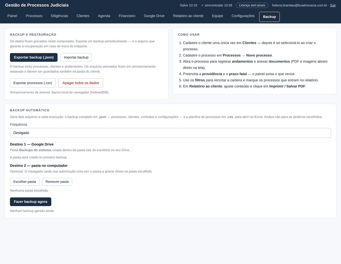 Formik — tela Backup