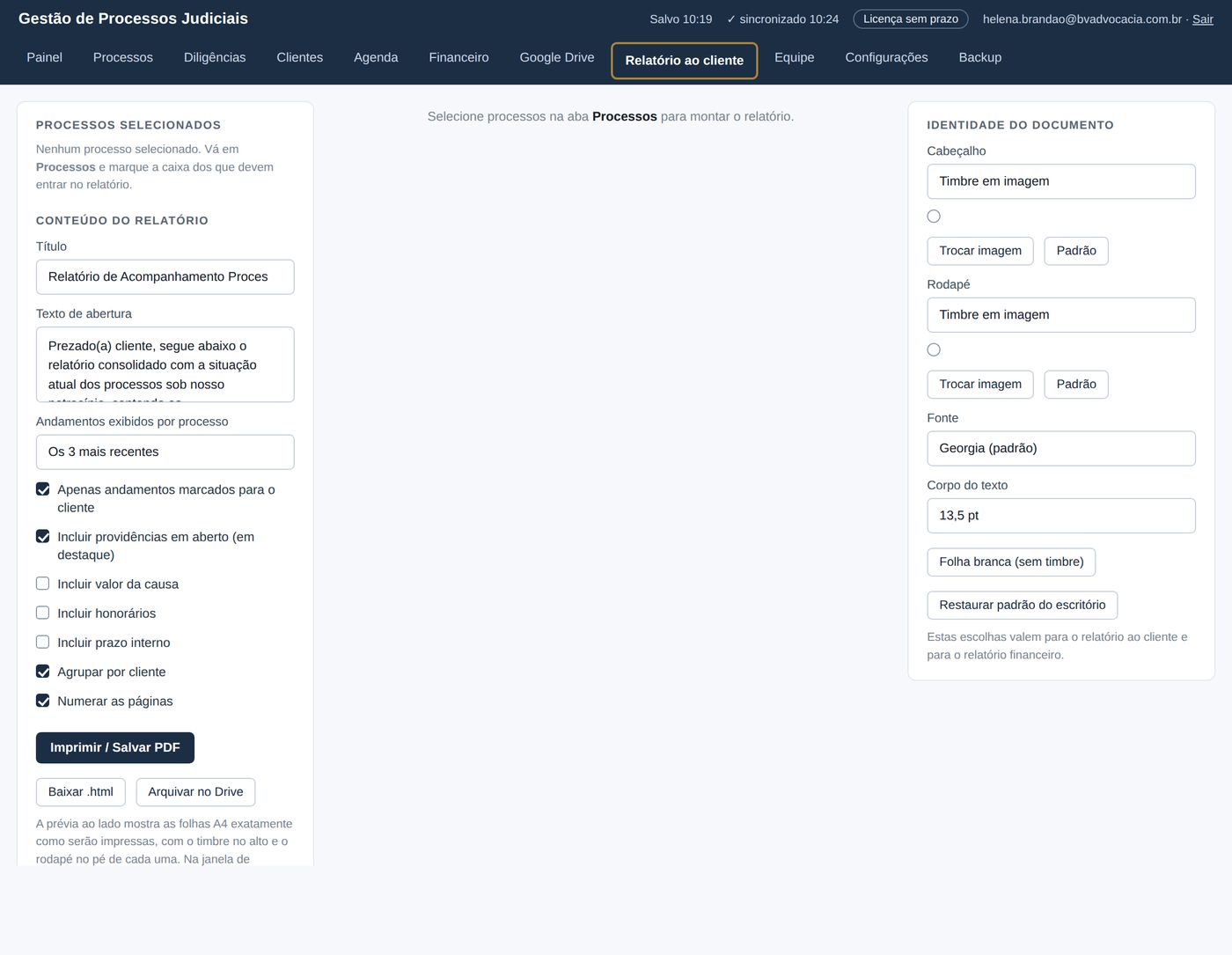 Formik — tela Relatório ao cliente